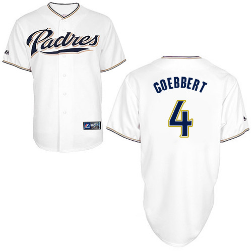 Jake Goebbert #4 Youth Baseball Jersey-San Diego Padres Authentic Home White Cool Base MLB Jersey